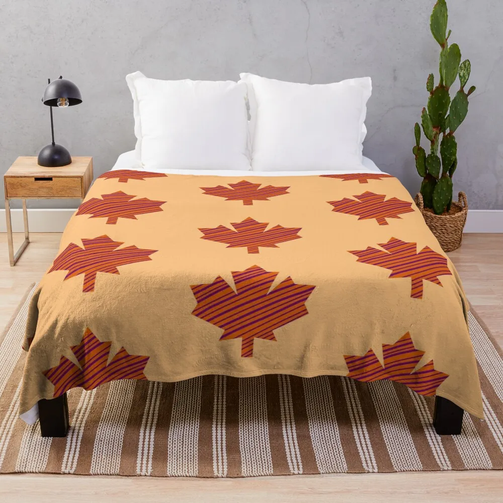 

Aesthetic orange spring patterned leaf Throw Blanket Fashion Sofas Softest for sofa Thermals For Travel Blankets