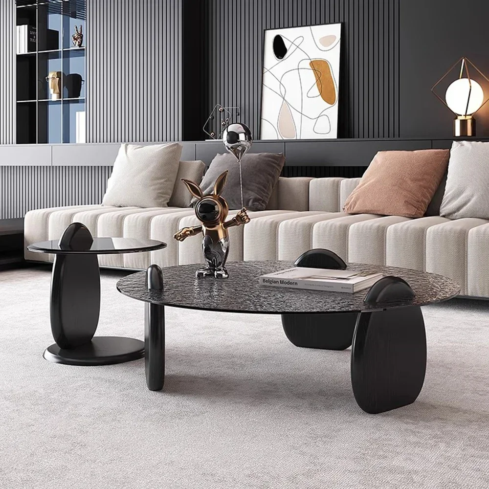 Nordic Luxury Black Coffee Table Designer Italian Center Round Coffee Table Furniture Floor Interior Muebles Home Decor