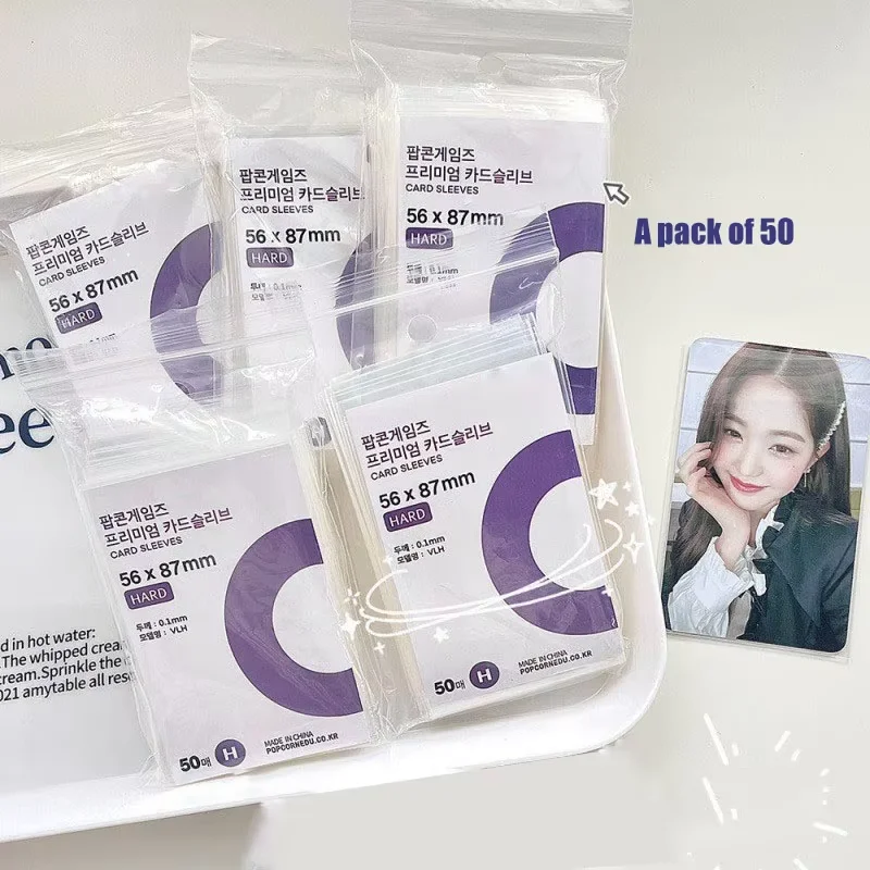 50pcs Korea Card Sleeves Clear Acid Free CPP HARD Photocard Holographic Protector Film Album Binder Photo Popcorn Card image 2