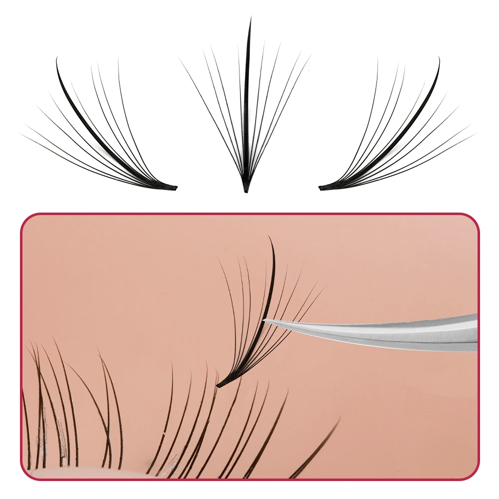 Fadvan 9D Premade Wispy Fan Lashes Sharp Stem Soft Russia Volume Fans Eyelash Extension Individual Sandwich Faux Mink Eyelashes