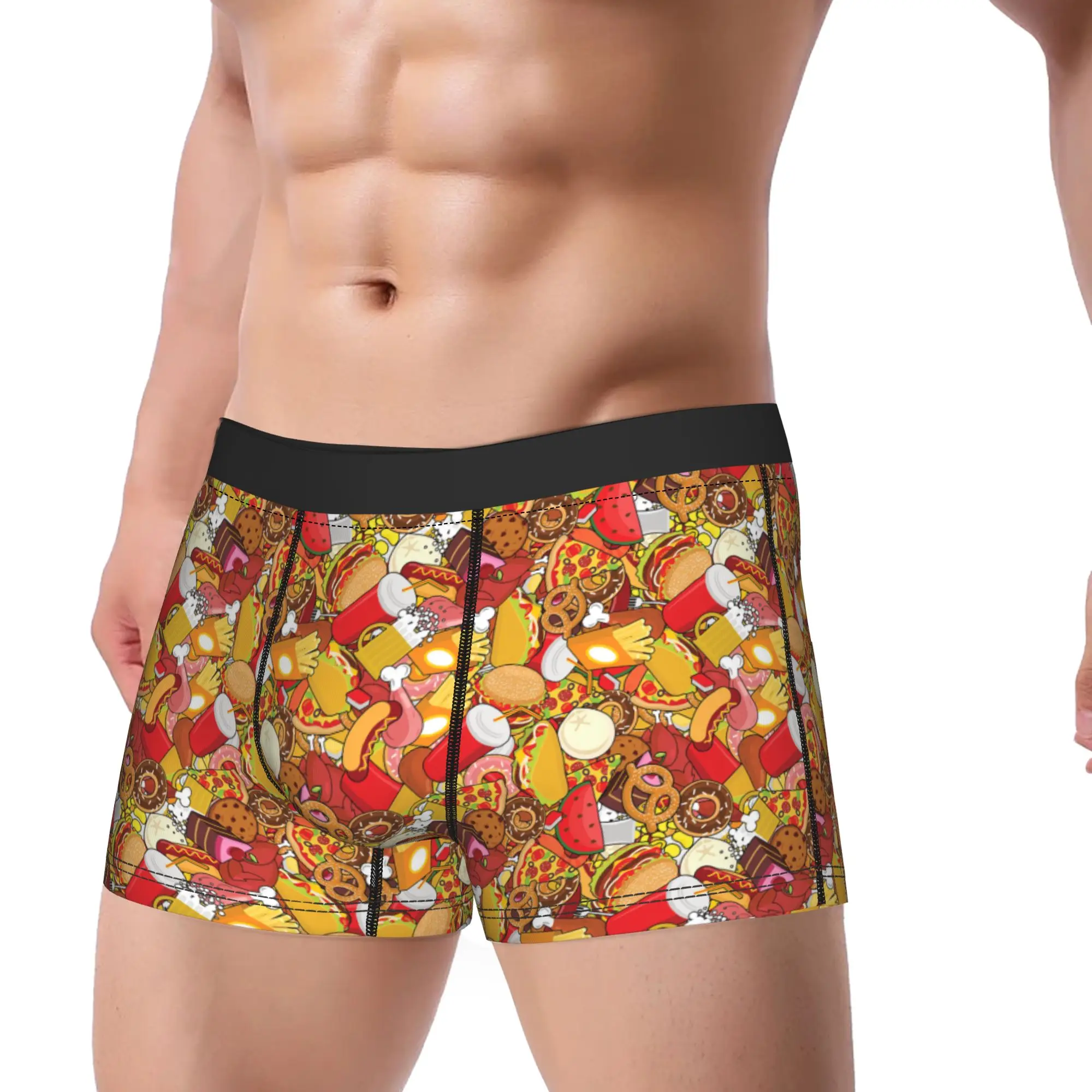Fast Food Boxershorts  3D Pouch Underwear Trenky Pattern Shorts Briefs Classic Males Panties Plus Size