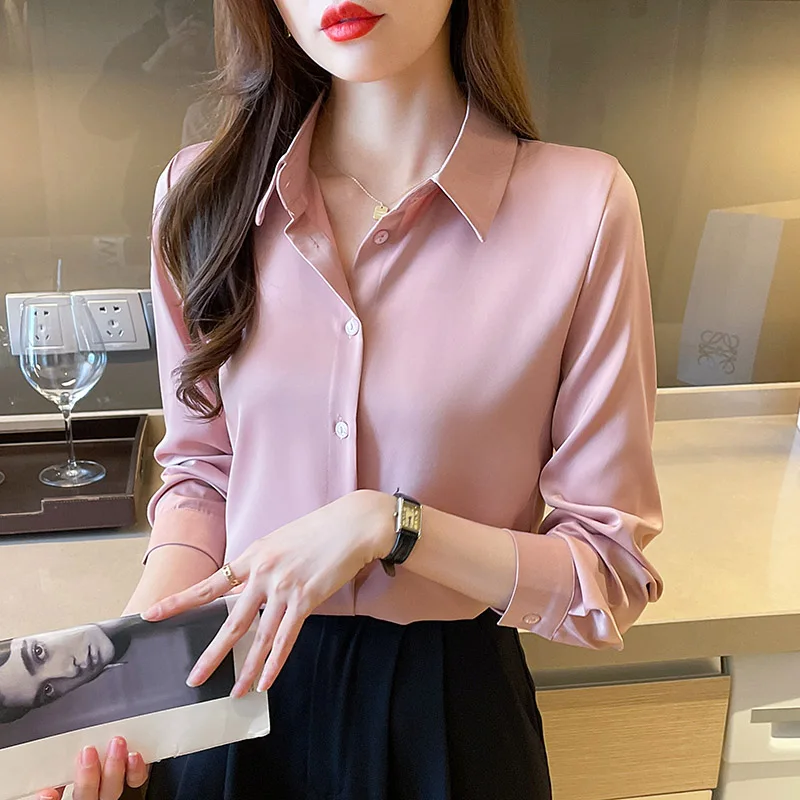 Spring Autumn New Fashion 17 Colors 5 Sizes Long Sleeve Chiffon Shirts Women Casual Loose Solid Blouses Office Lady Elegant Tops