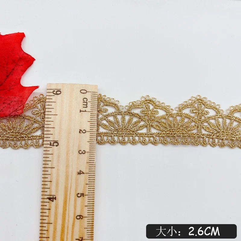 2yards 26mm Gold Yellow Lace Ribbon Webbing Decorative Lace Trims Fabric Wedding Decor DIY Crafts Sewing Clothing Accessories