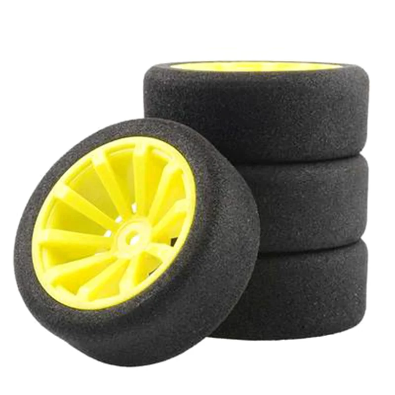 For 1/10 RS4 KYOSHO FW06 Sakura D4 Flat Sports Car TT02 Simulation Flat Sports Car Sponge Tire Racing Tire,Yellow