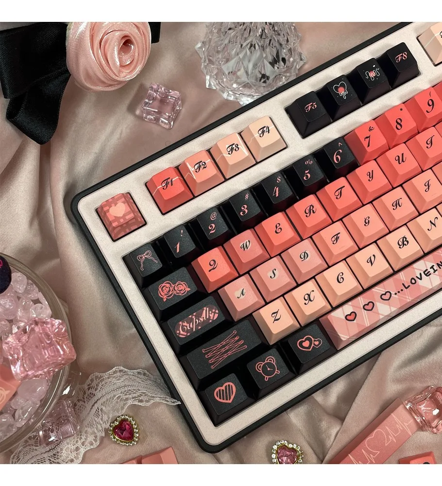 Heart signal keycap high value PBT hot sublimation personality girl mechanical keyboard replacement keycap full set