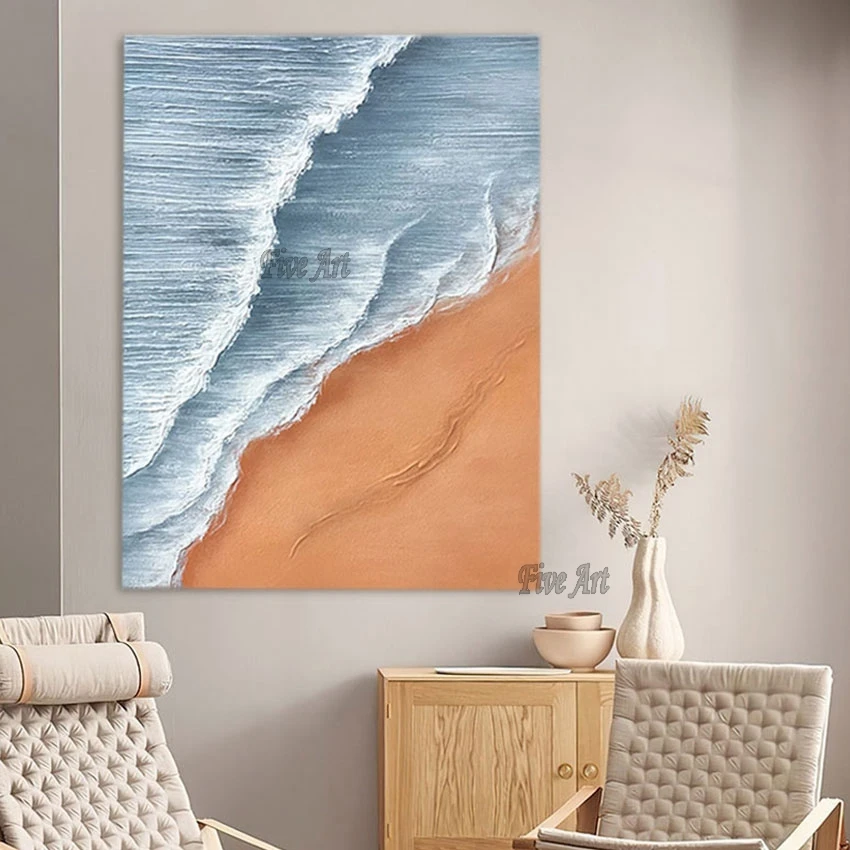 

Frameless Wall Art Hangings Pictures Beach Modern Abstract Oil Paintings On Canvas Acrylic Artwork Dropshipping Home Decor