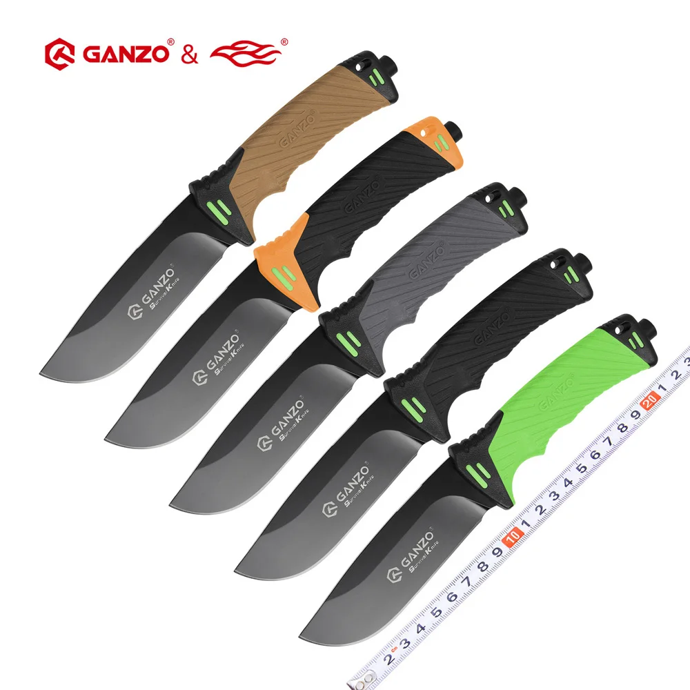 58-60HRC Ganzo G8012 มีด 7cr17mov ใบมีด ABS Handle ใบมีดมีด Survival Camping เครื่องมือมีดล่าสัตว์ยุทธวิธีเครื่องมือกลางแจ้ง