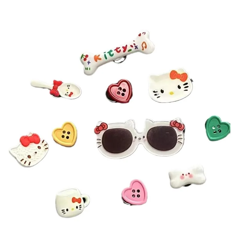 

Hello Kitty Cute Summer Cartoon Anime Hole Shoe Buckle Dopamine Love Shoe Flower DIY Decoration Student Girl Gift Wholesale