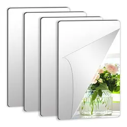 Square Mirrors For Wall Flexible Mirror Sheet Sticky Mirrors For Wall Set Of 4 Frameless Small Mirror Removable Mirror Wall