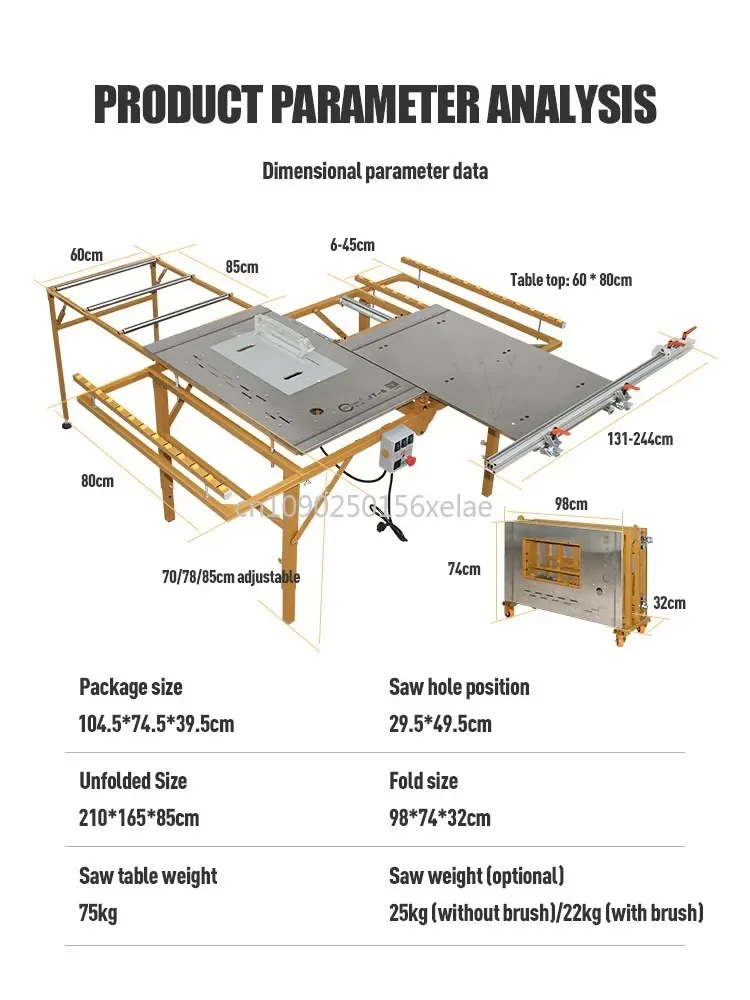 Luxury Portable Sliding Table Panel Saw Cutting Machine Multifunctional Folding Woodworking Cutting Machine Panel Saw