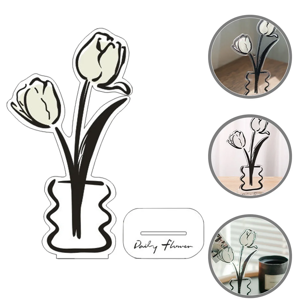 

Creative Tulip Shaped Acrylic Memo Holder Clip Picture Display Stand for Home Office Party Wedding Decoration Functional