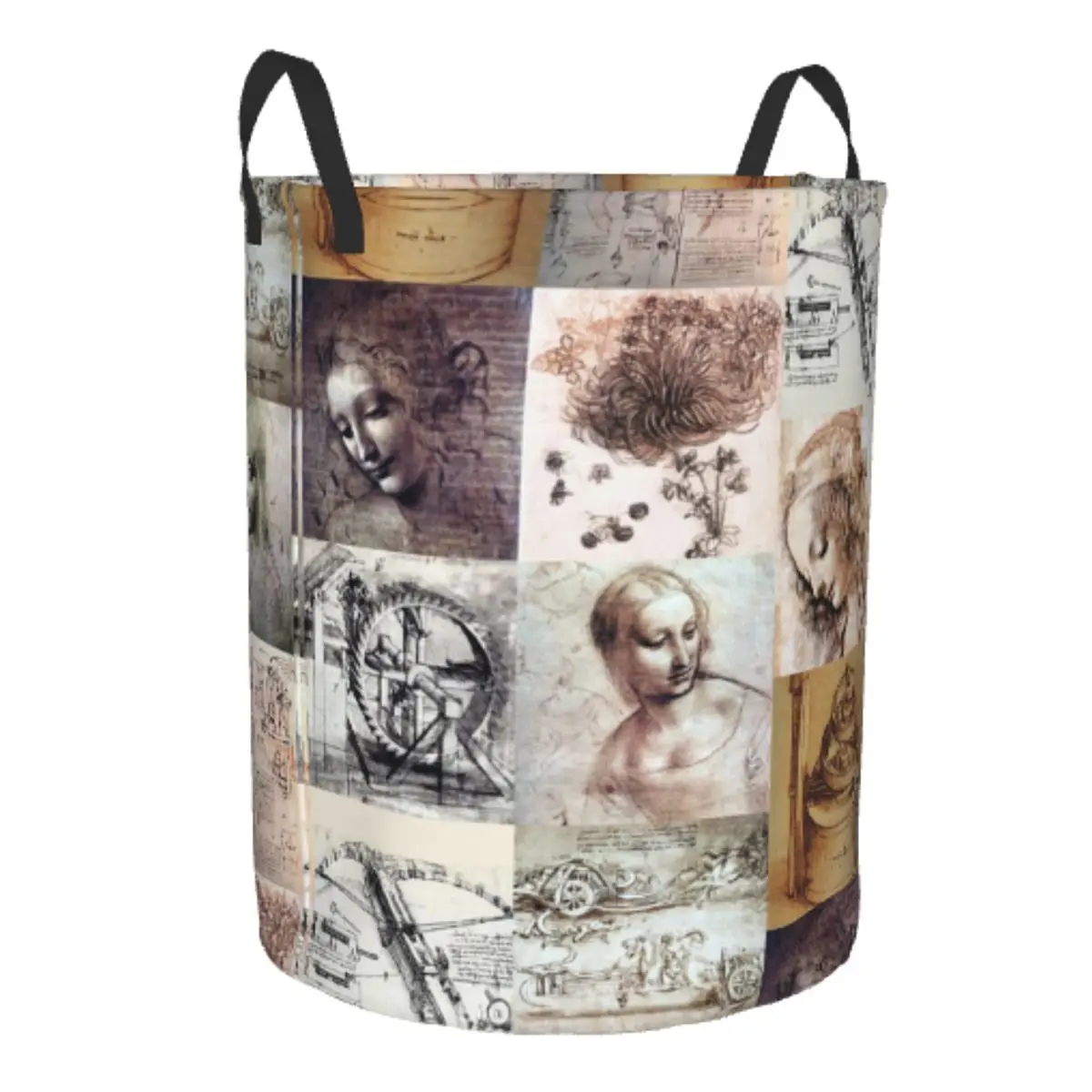 Custom Leonardo Da Vinci Artwork Laundry Basket Foldable Painting Art Clothes Hamper for Nursery Kids Toys Storage Bin