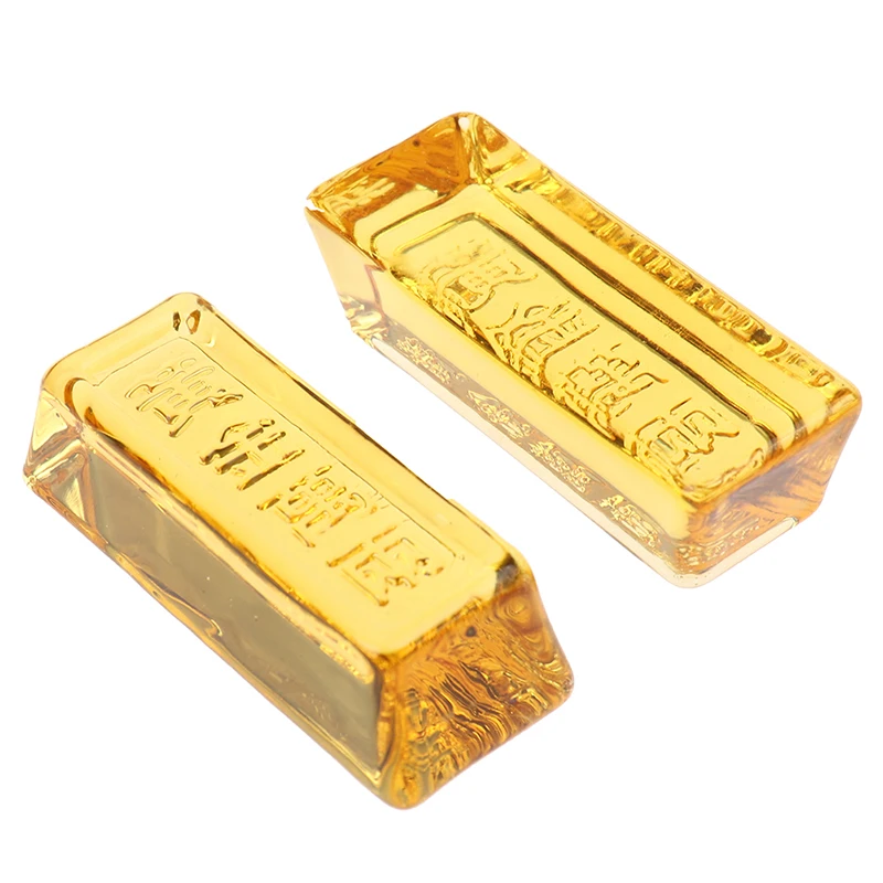 1 Pc Feng Shui Chinese Yellow Crystal Gold Ingot For Wealth Lucky Small Ornaments Home Decoration