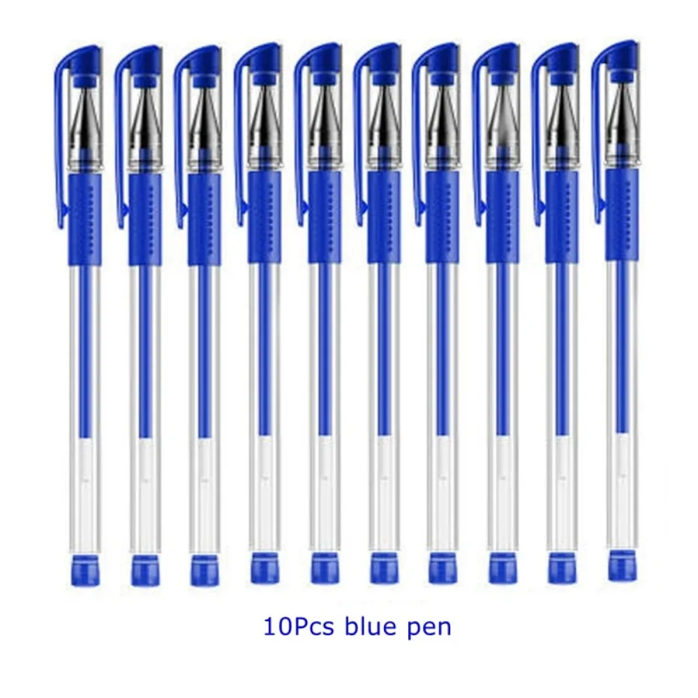 Kawaii Ballpoint Gel Pen Set, Material Escolar, Papelaria Escritório, Preto, Azul, Vermelho, Cor de Tinta, 0.5mm, 10Pcs