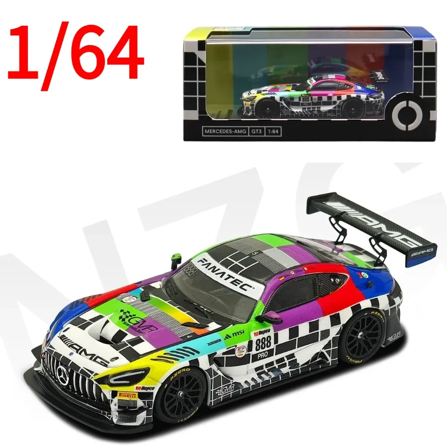 KILOworks Diecast 1:64 Mercedes AMG GT3 EVO Car Model Benz AMG GT3 Bathurst 12h #888 Play Vehicles  Model Cars Toys for Boys