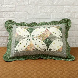 Floral Quilted Pillow Cover, Lotus Leaf Lace Quilting Pillow Sham, Soft Home Decorative Pillowcases, Cushion Cover, 100% Cotton
