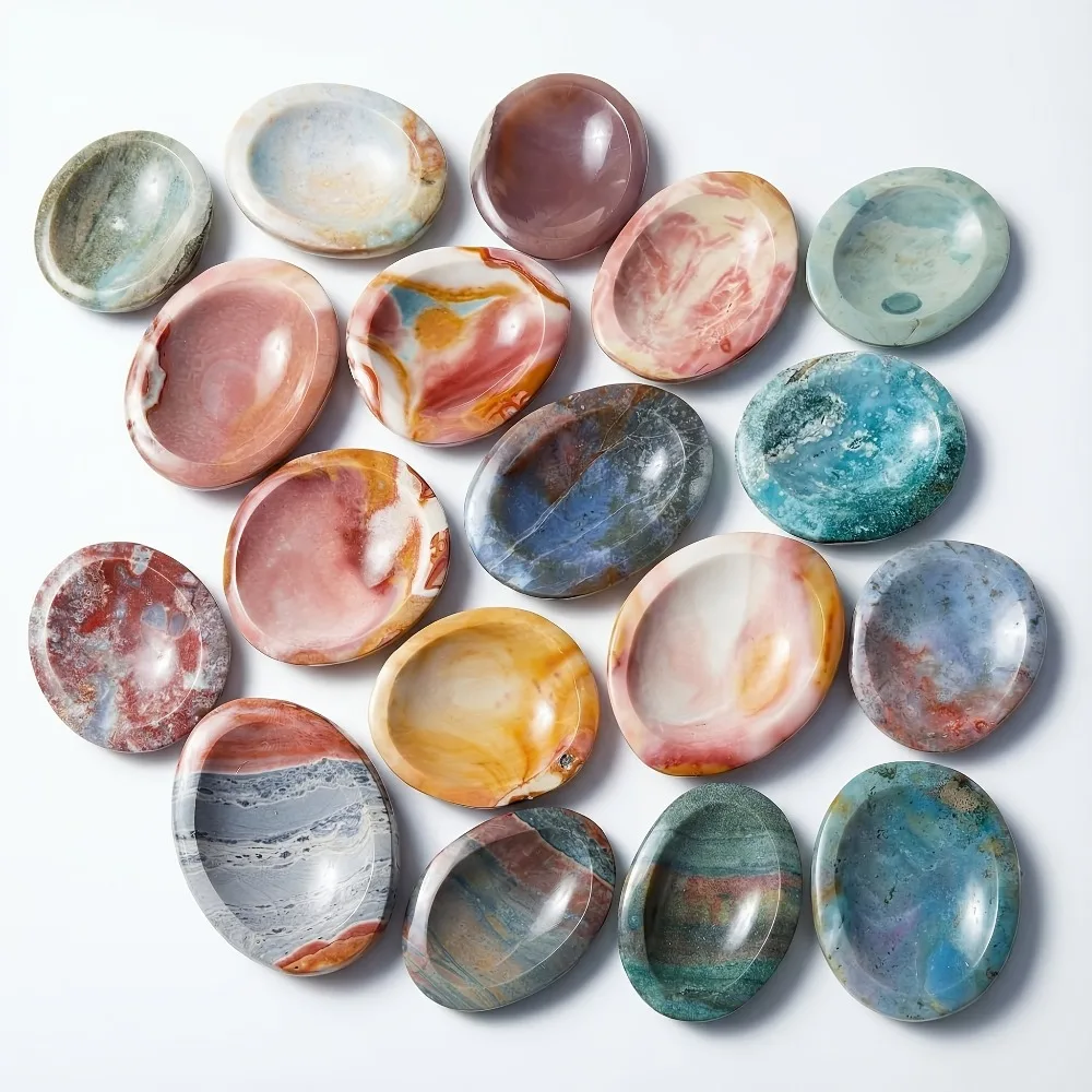 Natural Ocean Jasper Crystal Bowl Perfect for Home and Office Decor Holiday Gifts or Table Settings