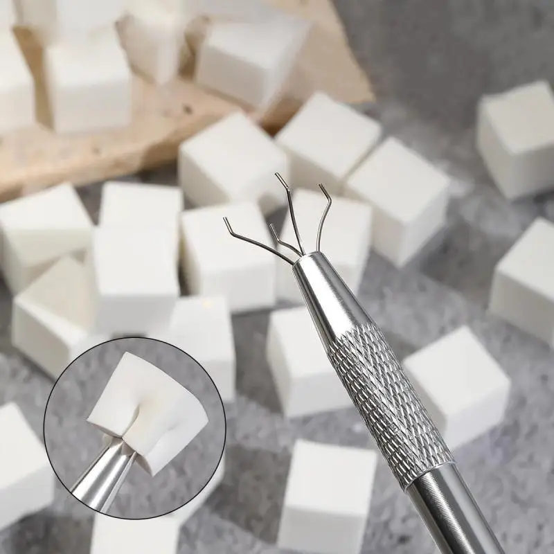 1 scatola di spugne morbide per nail art per polvere Ombre effetto sfumato schiuma per trucco spugne per nail art pennello con penna per afferrare strumenti per manicure