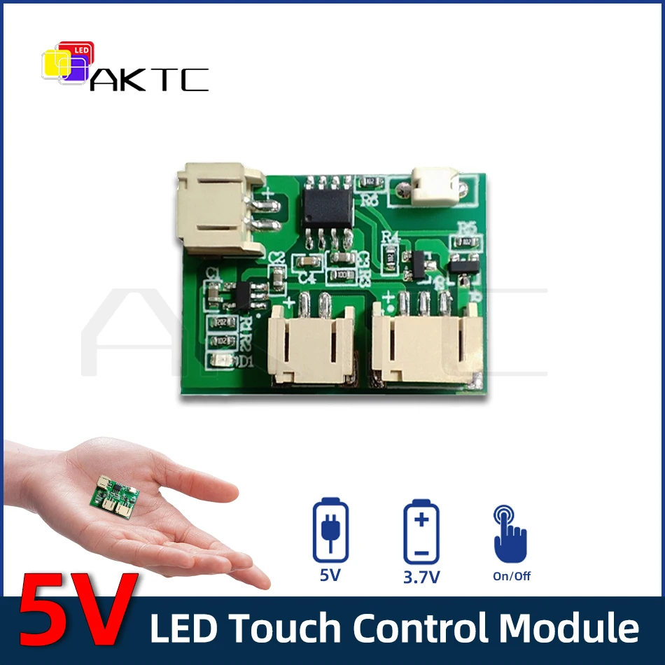 Nowy akumulatorowy moduł przełącznika dotykowego LED PCB 5V 2A Niskonapięciowy pojedynczy/dwukolorowy kontroler tablicy świetlnej z portem