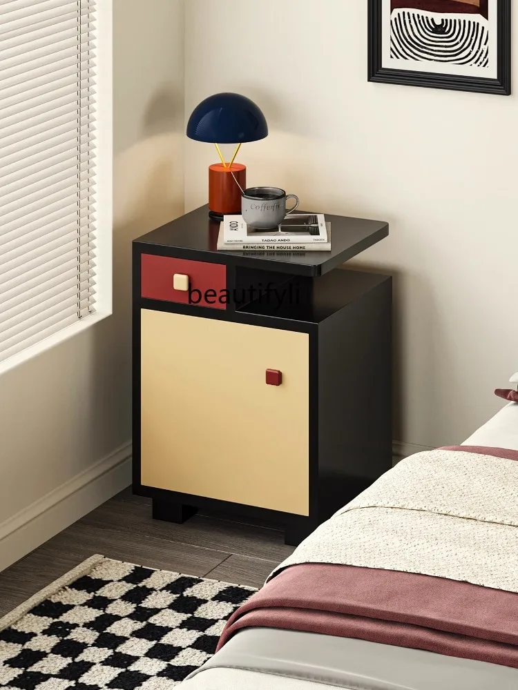 American Light Luxury Puzzle Bedside Table Bedroom Color Retro Bedside Storage Bedside Table