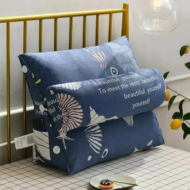 Cotton Linen Triangular Backrest Cushion 45x50x22cm Sofa Cushions Bed Rest Waist Back Pillow Office Living Room Home Decor