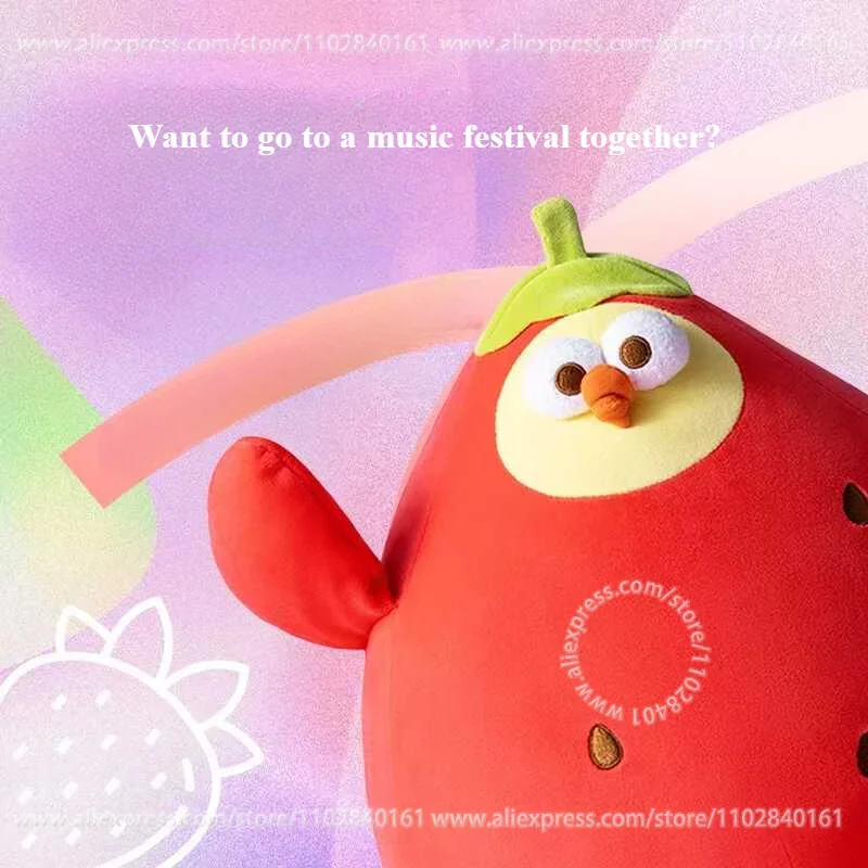 MINISO DUNDUN Strawberry Music Festival Series Kawaii Furry Doll Zabawka dla dzieci Śliczna poduszka dekoracyjna Model peryferyjny Ozdoby