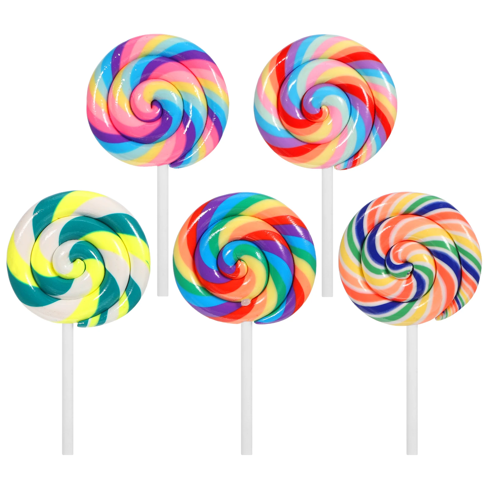 

5 шт. больших имитационных леденцов из глины для декора, сувениров для вечеринок, аксессуаров для чехлов для телефонов и брелоков, имитация леденца