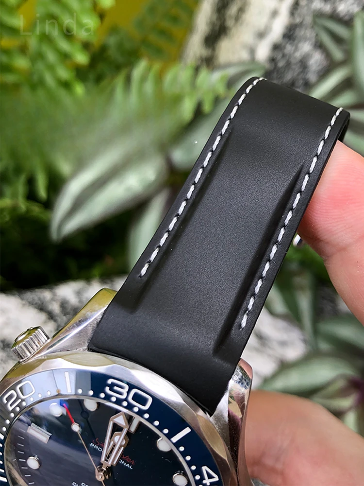 Für Omega neues Seepferdchen 300 Ozean Universum 600 Seiko Green Submariner Mido 21 22mm Uhren armbänder Gummi bogen Schnitts telle Zubehör