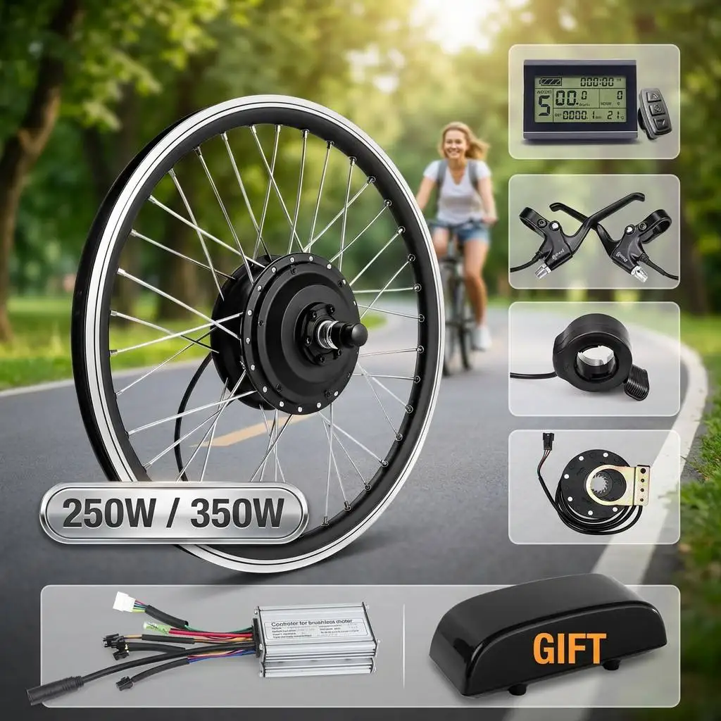 36V 48V 250W 350W Ebike Kit with USB Charging KT LCD8HU LCD3U LCD5 Display Front Rear Cassette Hub Motor Conversion Kit DIY