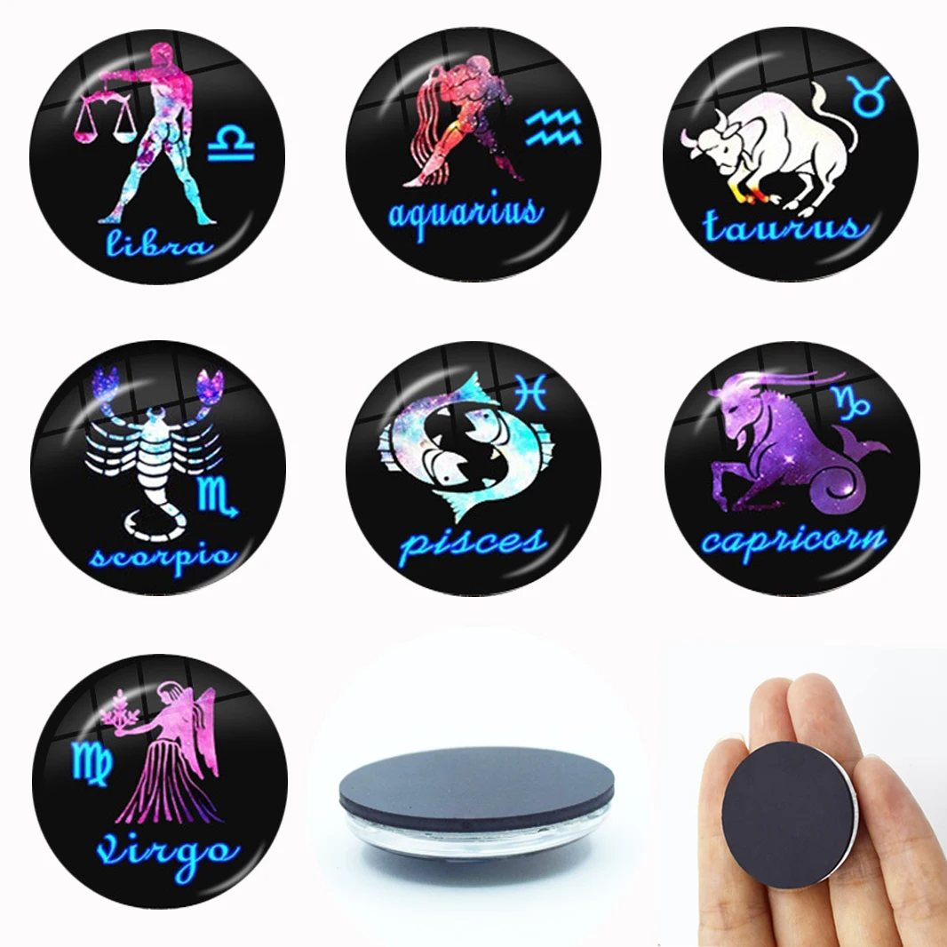 Constellation Fridge Magnet 12 Constellations Zodiac Sign Refrigerator Magnets 30MM Glass Message Board Stickers Home Decor