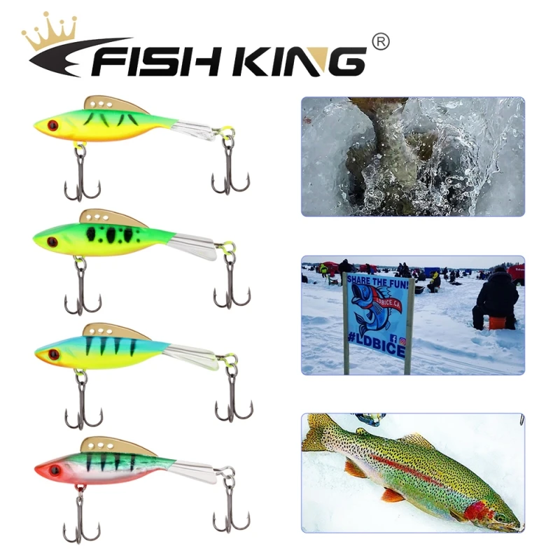 FISH KING Winter Ice Fishing Lure, 3D Eyes, Jig Bait, Hard Lure, Rattling and Vib for Winter 38mm-65mm