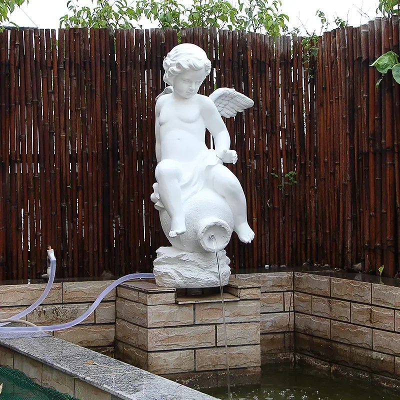 Nordic Style Fiberglass Fountain Sculpture Garden Pool Fish Pond Water Spray Ornament Landscape Decoration Outdoor Yard Art