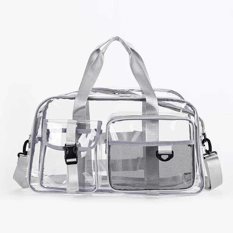 

Универсальные однотонные прозрачные дорожные сумки из ПВХ, новинка 2025 года, горячая распродажа, простая повседневная сумка через плечо на молнии большой вместительности