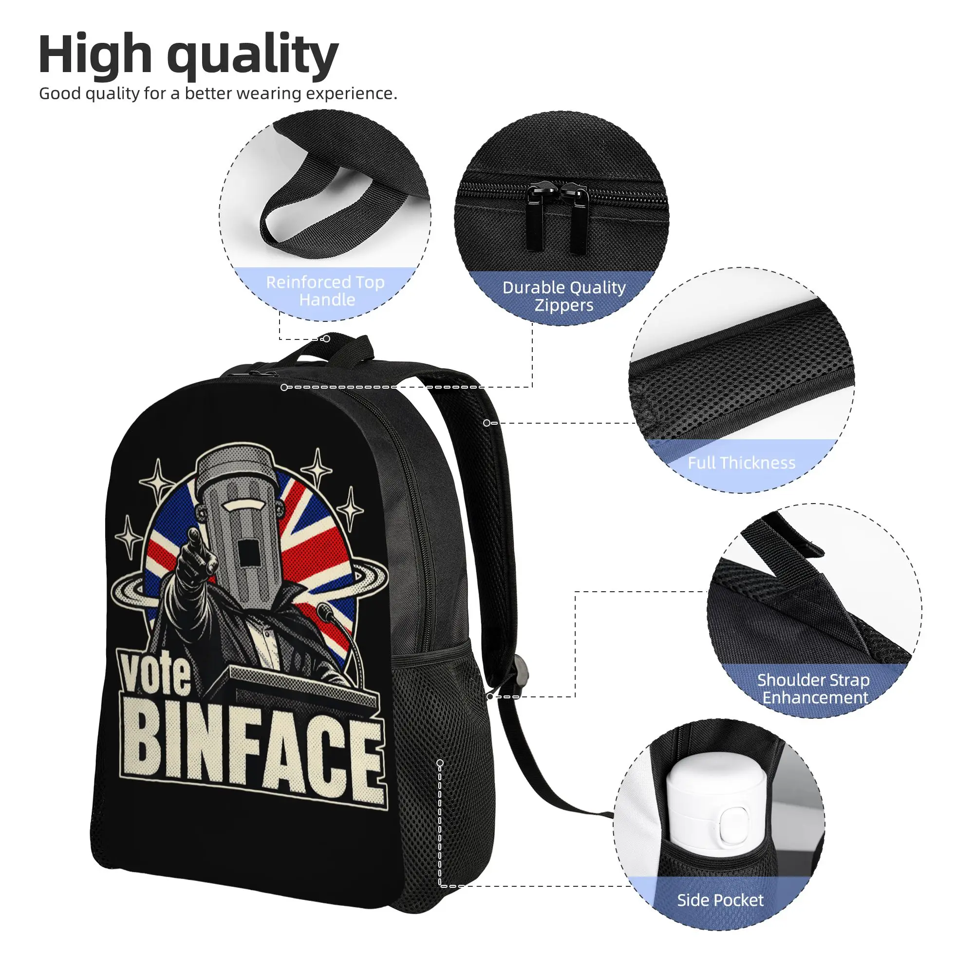 Count Binface Shirt Vote Binface Anti Farage Casual Backpack Sports Student  Daypack for Men Women Laptop Computer Shoulder Bag