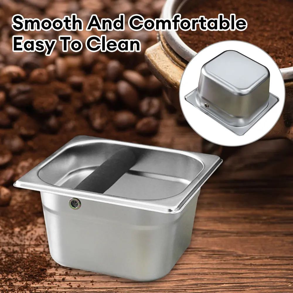 Coffee Knock Box Stainless Steel Espresso Grounds Container for Barista Anti-slip Espresso Dump Bin Grind Waste Bin Coffee Tool