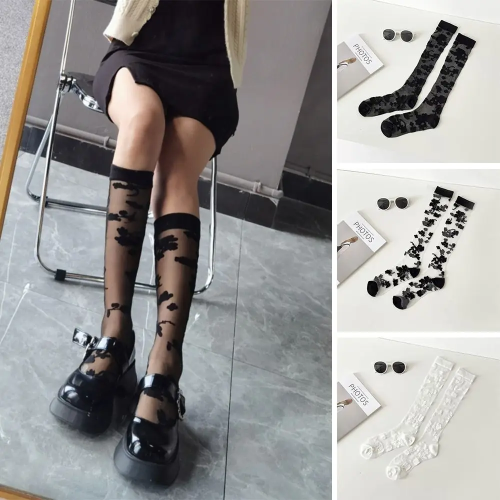 

Ultra-thin Long Socks Sexy Knee High Transparent Crystal Silk Socks Mesh Nylon Silk Stockings Ladies