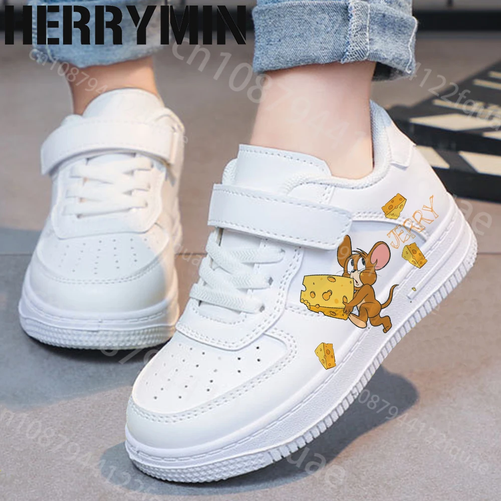 Tom Jerry Shoes Children Sneakers Cartoon Girl Student Soft Casual Shoe Fashion kids Sports Student Running Shoes Christmas Gift