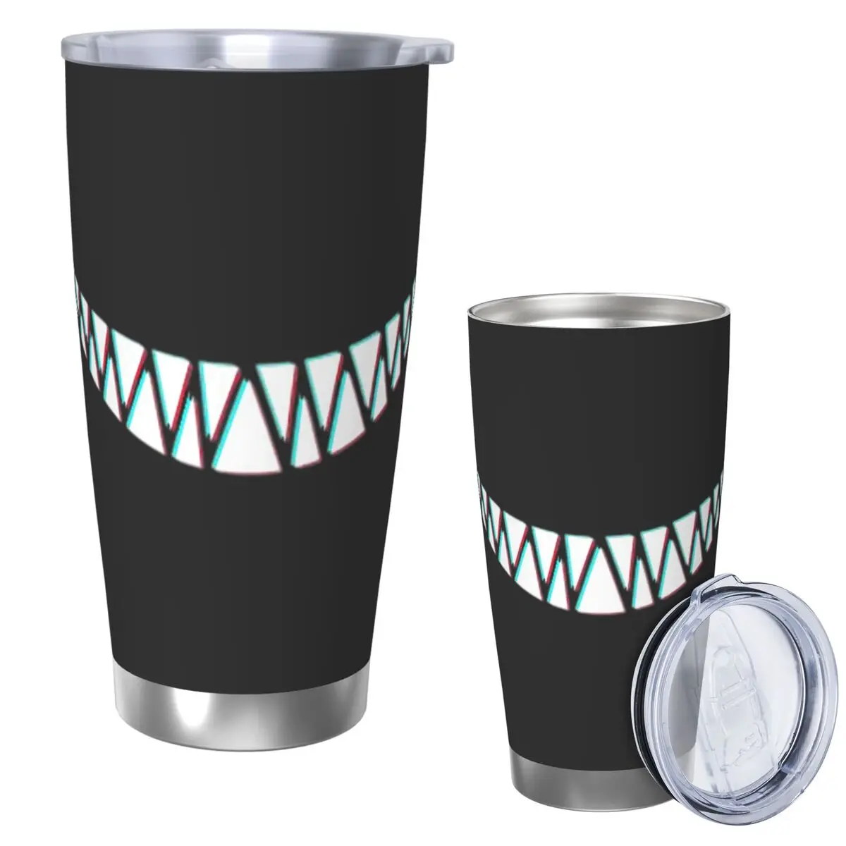 Beautiful Smile With Sharp Demon Teeth Stainless Steel Tumbler Vacuum Insulated Mug Thermal Cold Cup Straws With Lid 20oz
