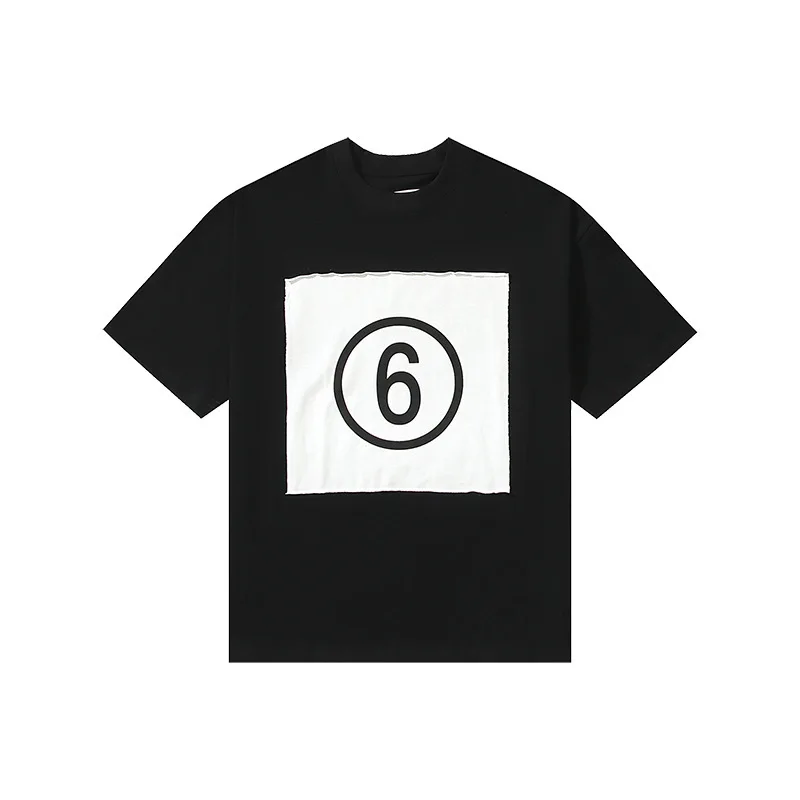 

6 Pattern T-shirt for Couples Casual and Versatile T-shirt with Minimalist Design Black and White Print Summer Street Wear