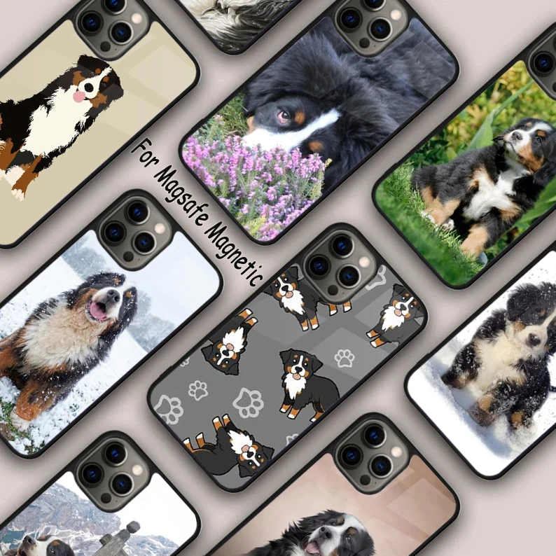 

Винтажный магнитный чехол для телефона Bernese Mountain Dog для APPLE iPhone 17 Air 16 14 13 12 Pro Max 15 Plus, беспроводной чехол MagSafe