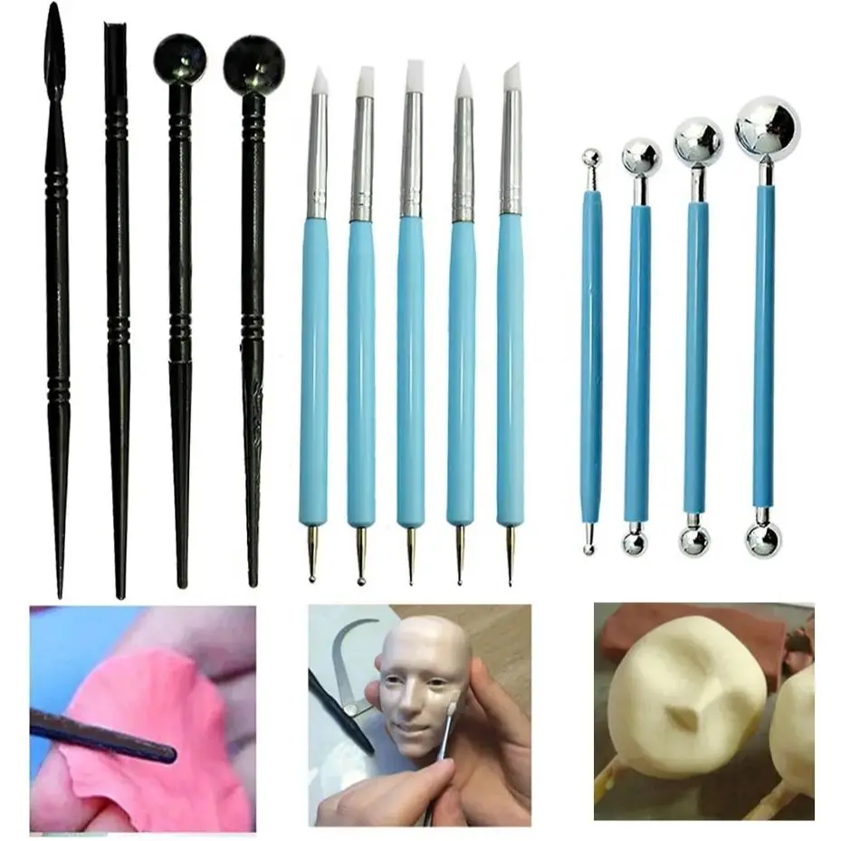 

Double-ended Silicone Head Dotting Pen Carving Modeling Art Pottery Clay Tool DIY Ball Shped Sculpting Ceramics Tools