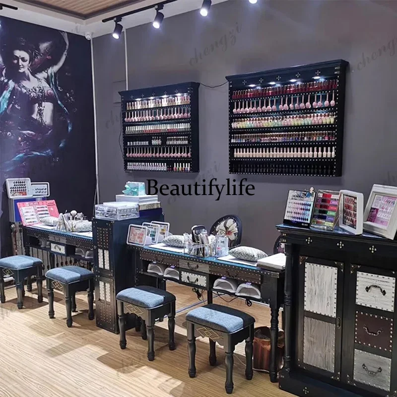 Y136 European Vintage Nail Table Premium Elegant Trendy Luxury Nail Table Glam Unique Table Manucure Salon Furniture For Beauty