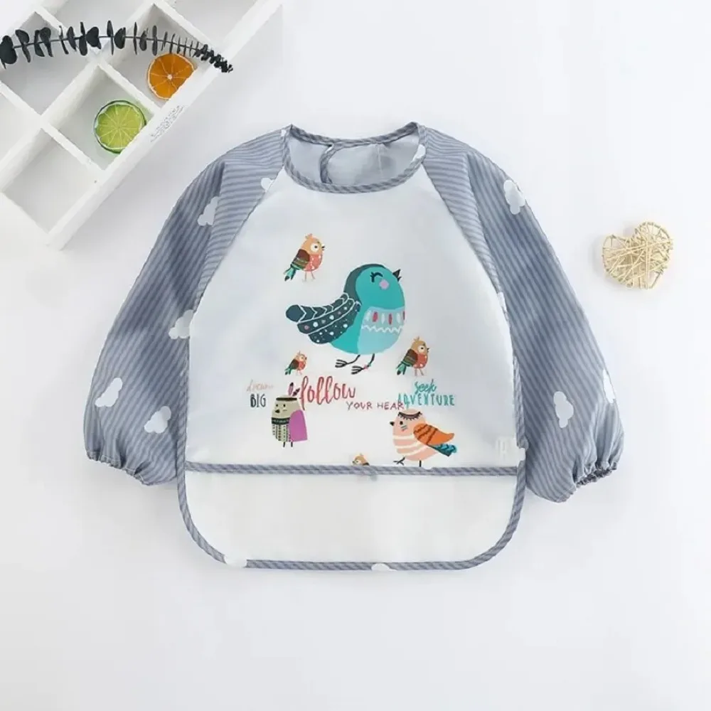 

1Pcs Waterproof Eating Smock Infant Toddler Baby Cartoon Long Sleeve Art Apron Animal Smock Soft Baby Bib Burp Clothes