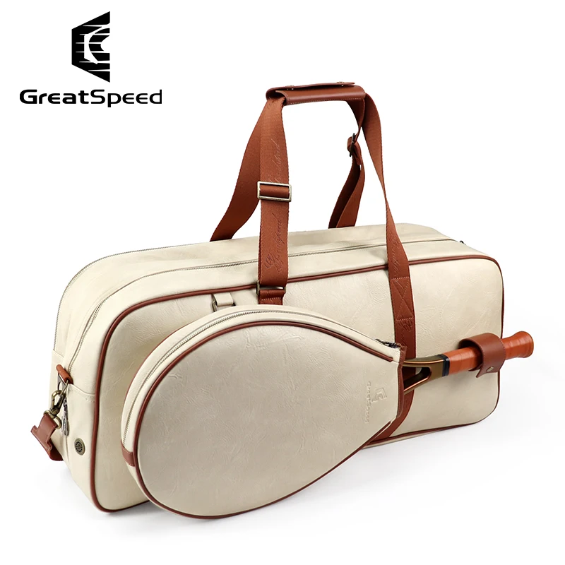 Multi-functional Adults Tennis Bag Professional Squash Badminton Tennis Racquet Bag Retro Large Capacity Tennis Shoulder Bags