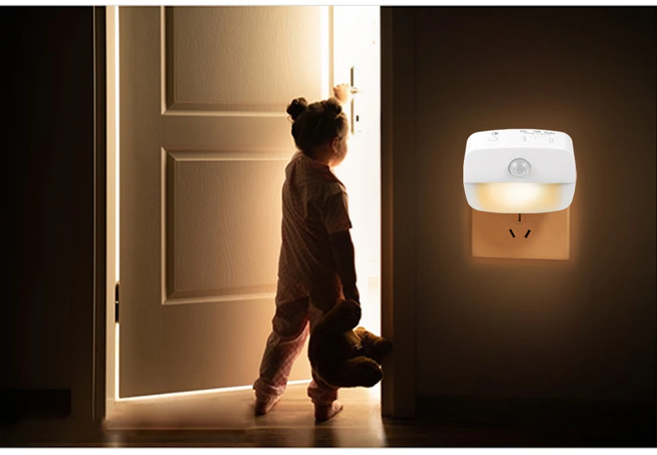 Motion Sensor LED Night Light Plug in Socket 3 Color Temperature Room Kitchen WC Hallway Human Infrared Induction Emergency Lamp