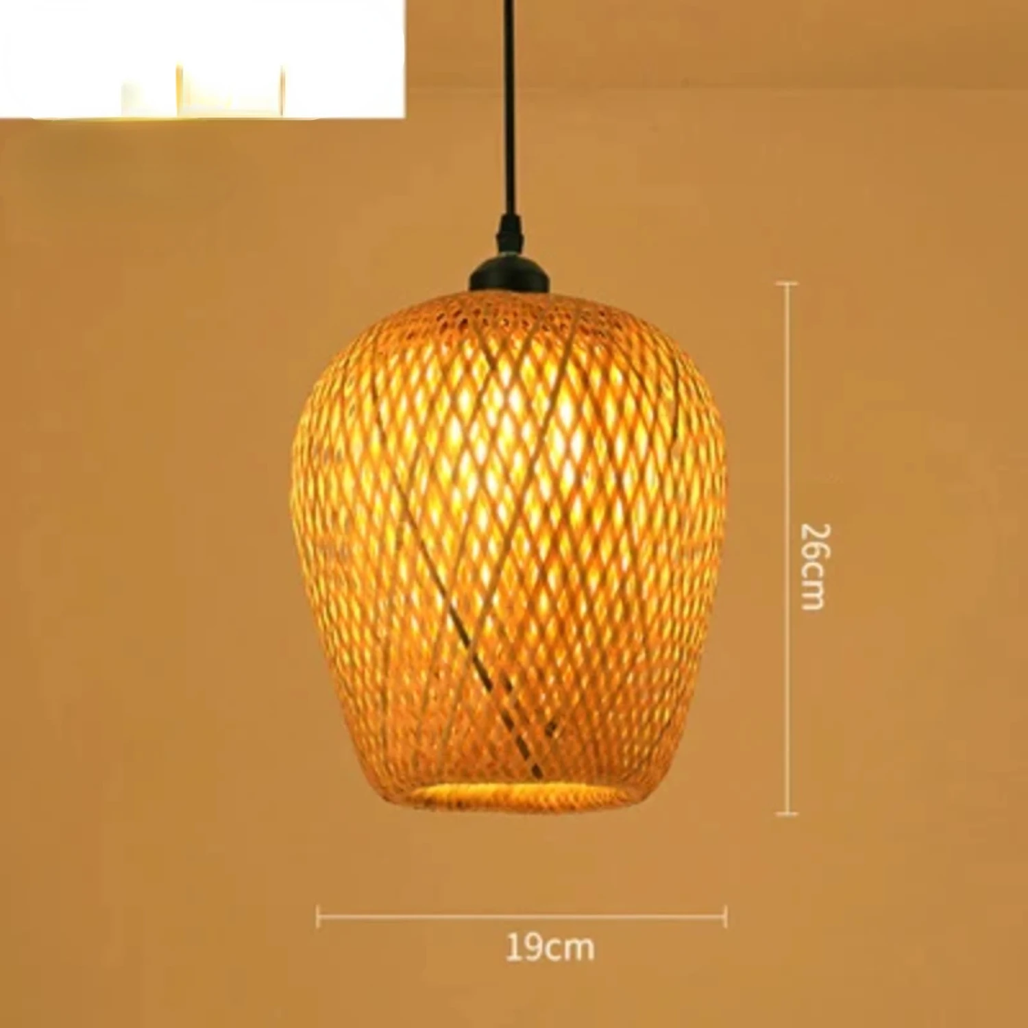 

New High Quality Handwoven Natural Rustic Asian Pendant Rattan Bamboo Lamp Shade Light Housing Bamboo Lantern Hanging Light