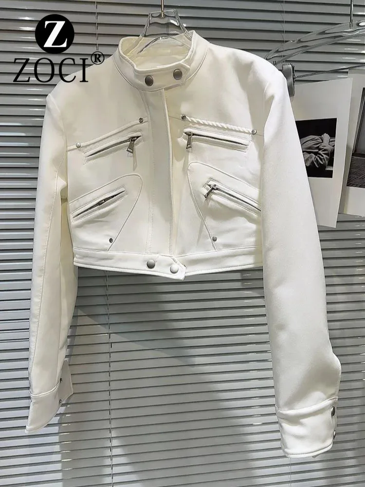 

[ZOCI] celebrity, niche hot girl, explosive street metal zipper design, cool handsome long sleeved jacket, short jacket,