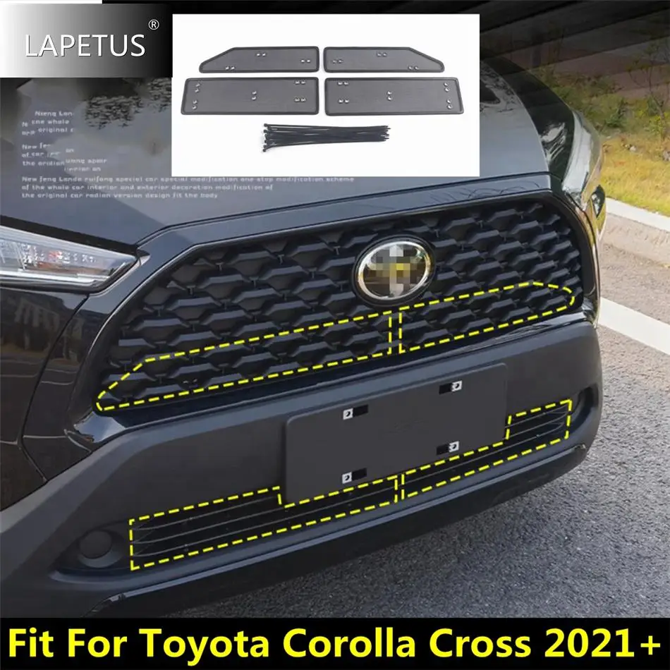 Car Middle Insect Screening Mesh Front Grille Insert Net Anti-leaf Dust Protector Accessories For Toyota Corolla Cross 2021 2022