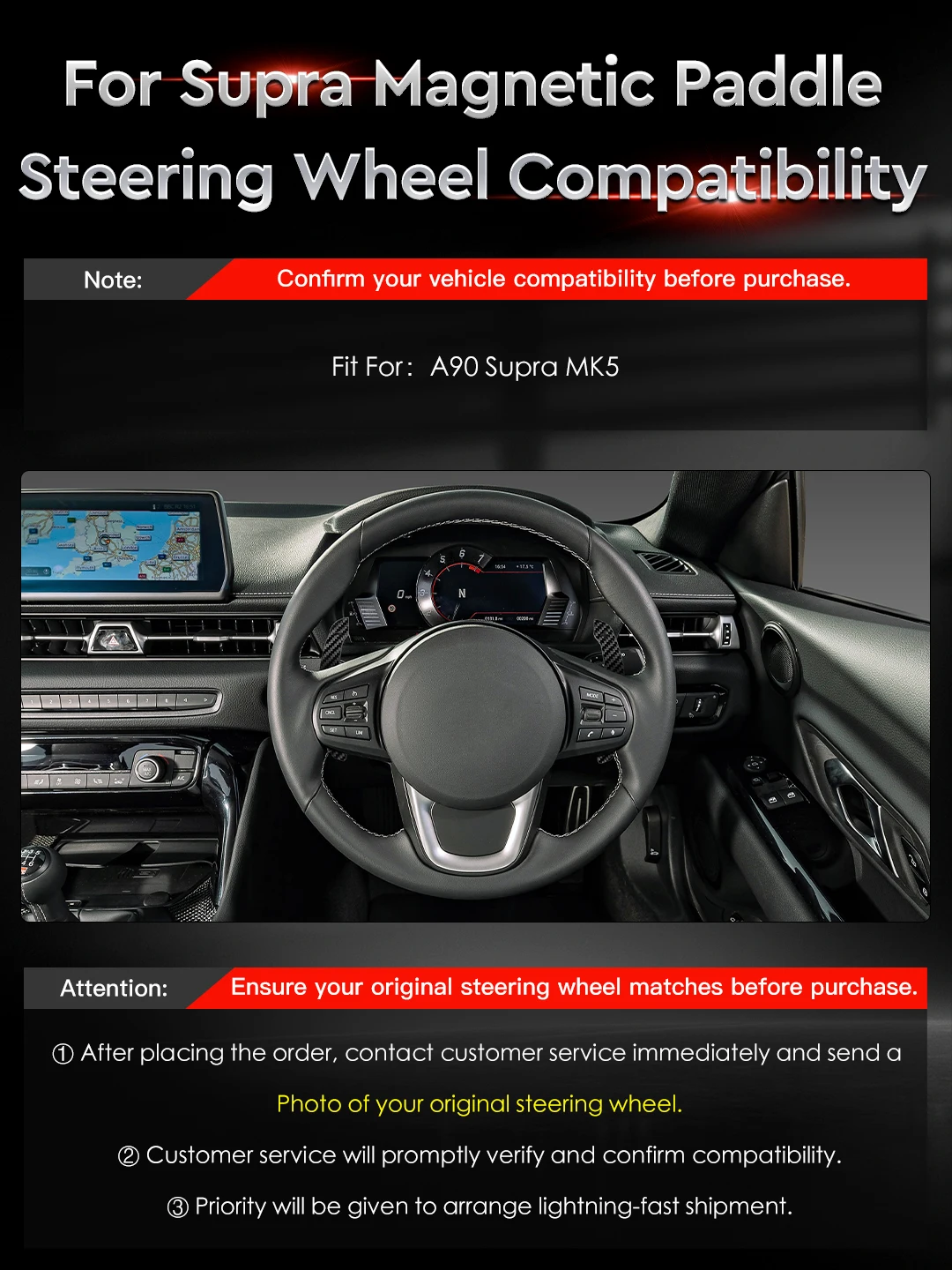 OHC Real Carbon Fiber Aluminum Alloy Strong Magnetic Paddle Shifters Fit for Toyota A90 Supra MK5