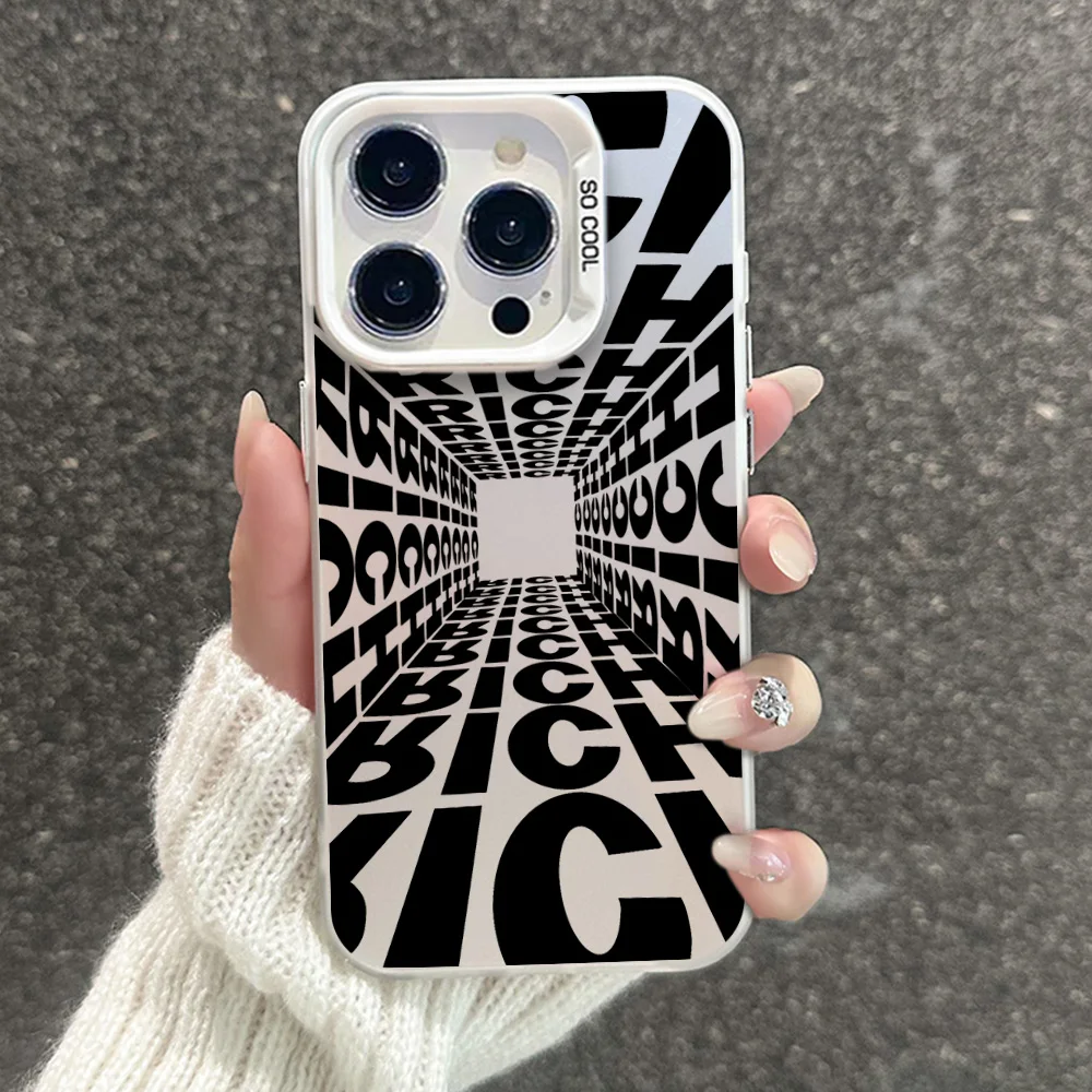 Creatieve Engels Rijke Telefoon Case Voor Iphone11 12 13 14 15 16 Pro Max Plus Fashion Laser Kleurrijke Zilver Imd Cover